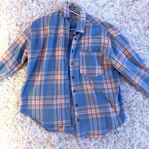 Style Rack Blue and Orange Plaid Shirt
